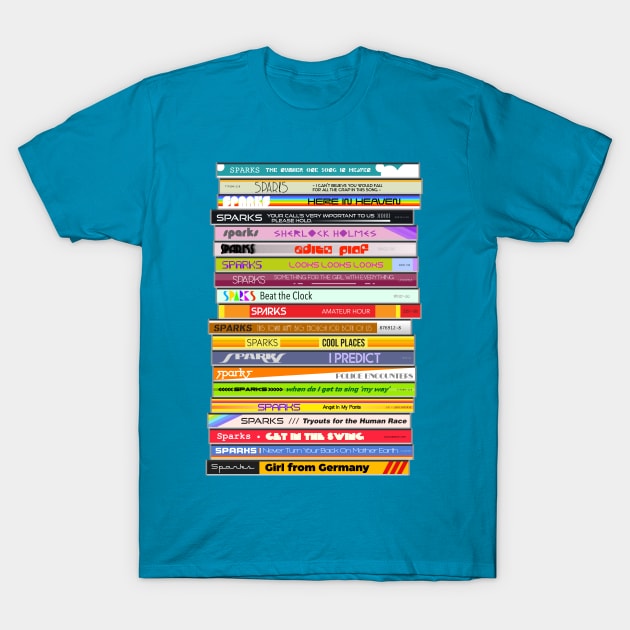 Sparks 'The Singles' Retro CD Stack T-Shirt by darklordpug